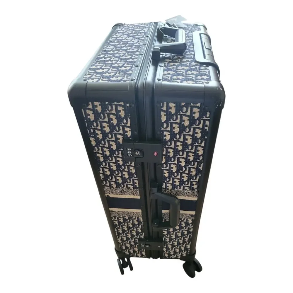 Christian Dior Blue Abstract Pattern Wheeled Suitcase Carry On Size 24x16x10 